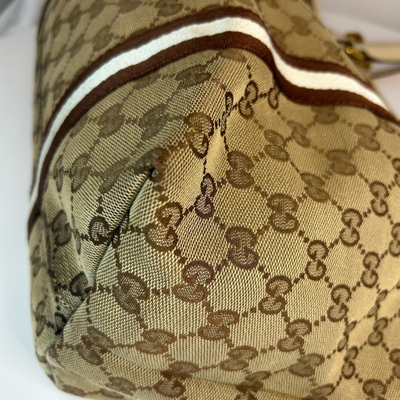 Gucci canvas Jackie tote bag with white leather - Picture 8 of 15